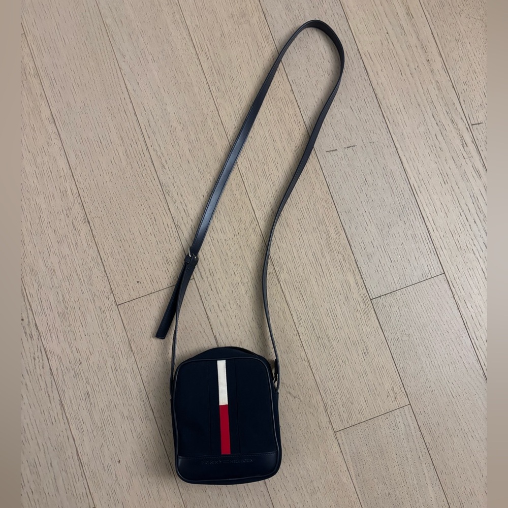 Tommy Hilfiger Navy Belt Bag with Red and White Stripe